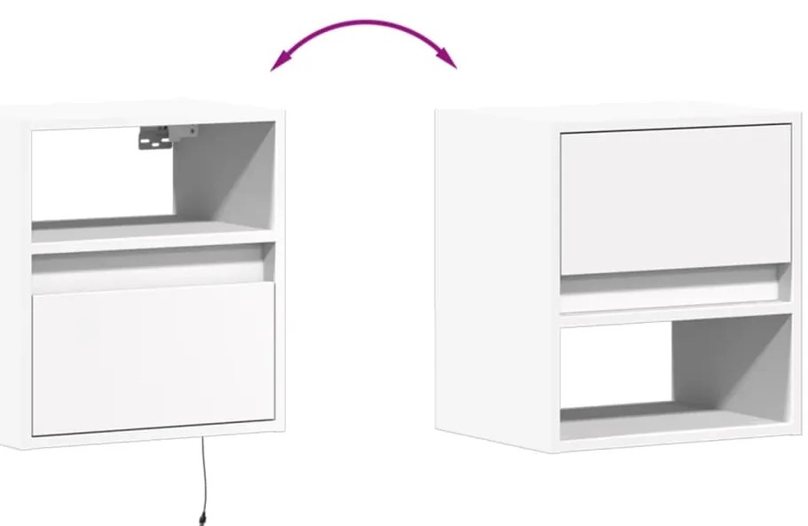 Móvel de parede para TV com luzes LED 41x31x45 cm branco