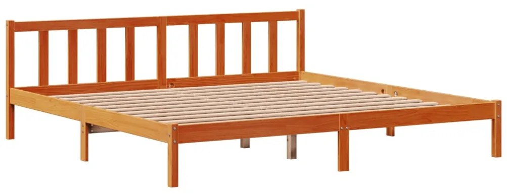 Estrutura cama c/ cabeceira 200x200cm pinho maciço castanho-mel