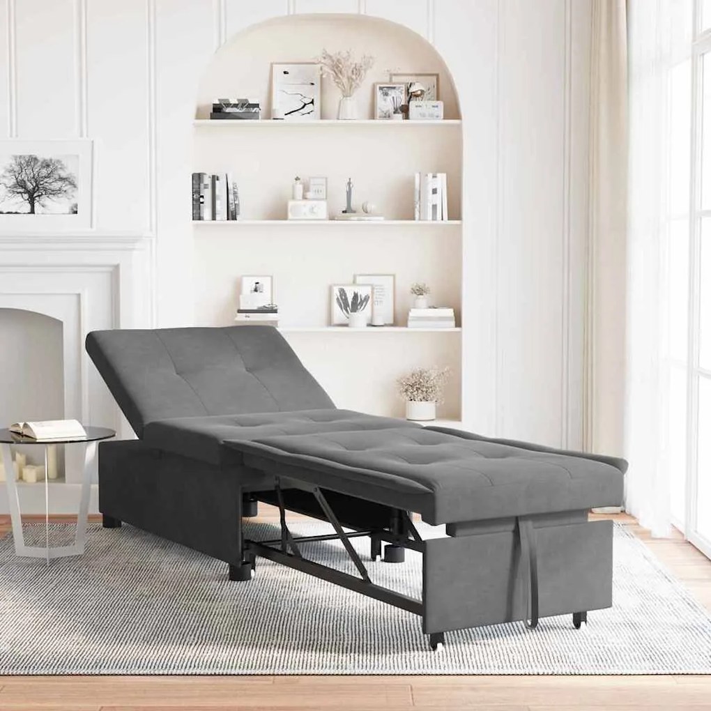 vidaXL Sofá-cama retrátil Cinza Escuro 194 x 67 x 82 cm Microfibra