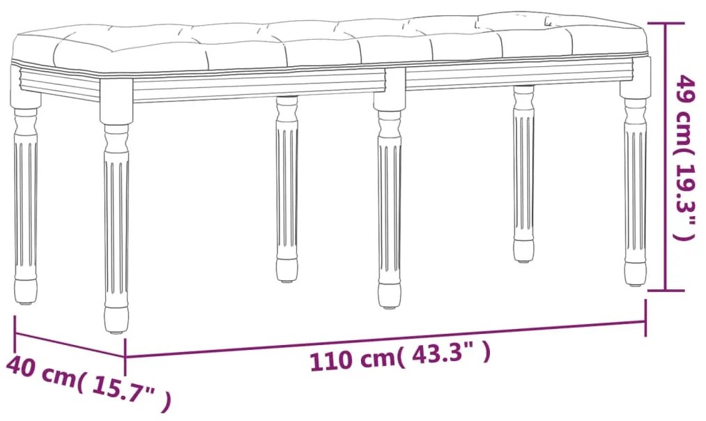 Banco 110x40x49 cm veludo cinzento-claro