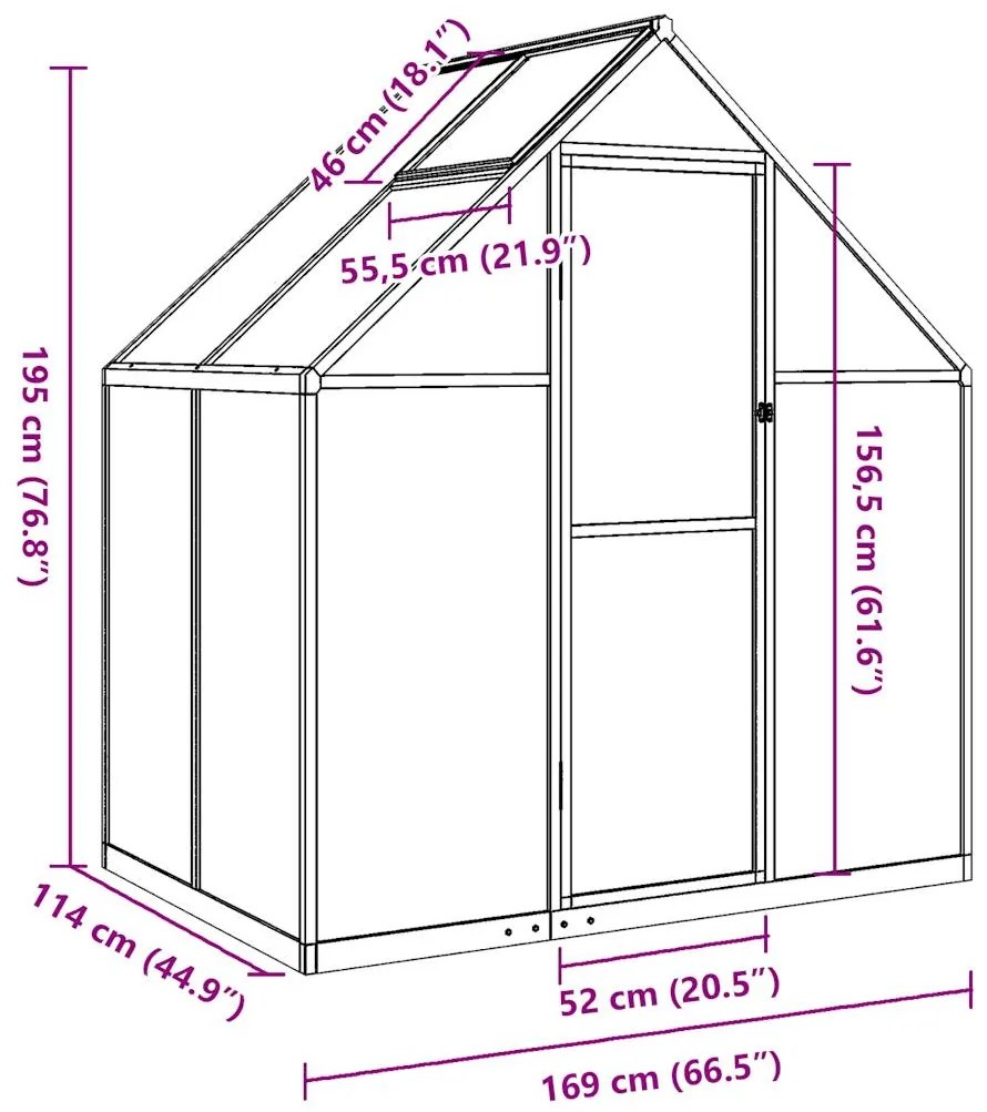 Estufa com estrutura de base 169x114x195 cm alumínio antracite