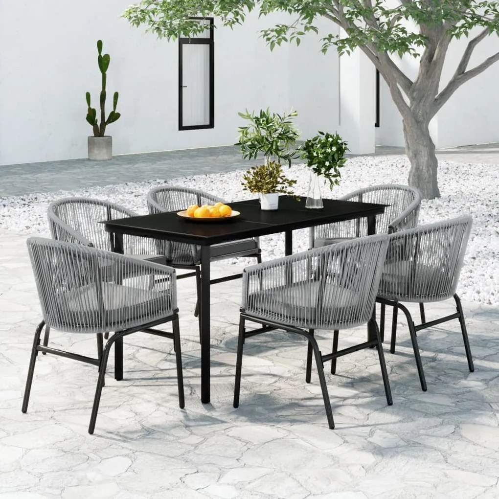 vidaXL 7 pcs conjunto de jantar para jardim cinzento