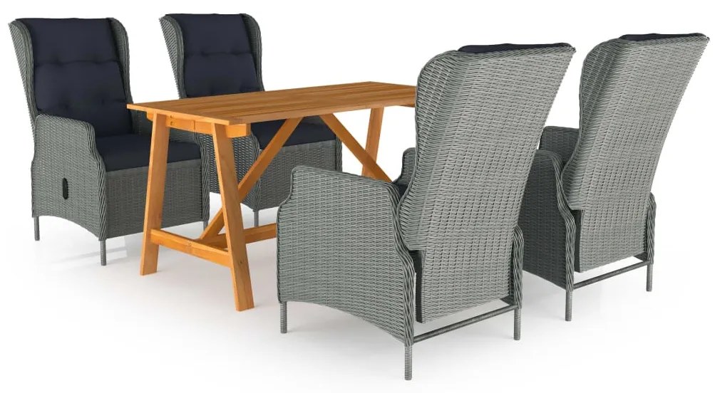 vidaXL 5 pcs conjunto de jantar para jardim cinzento-claro