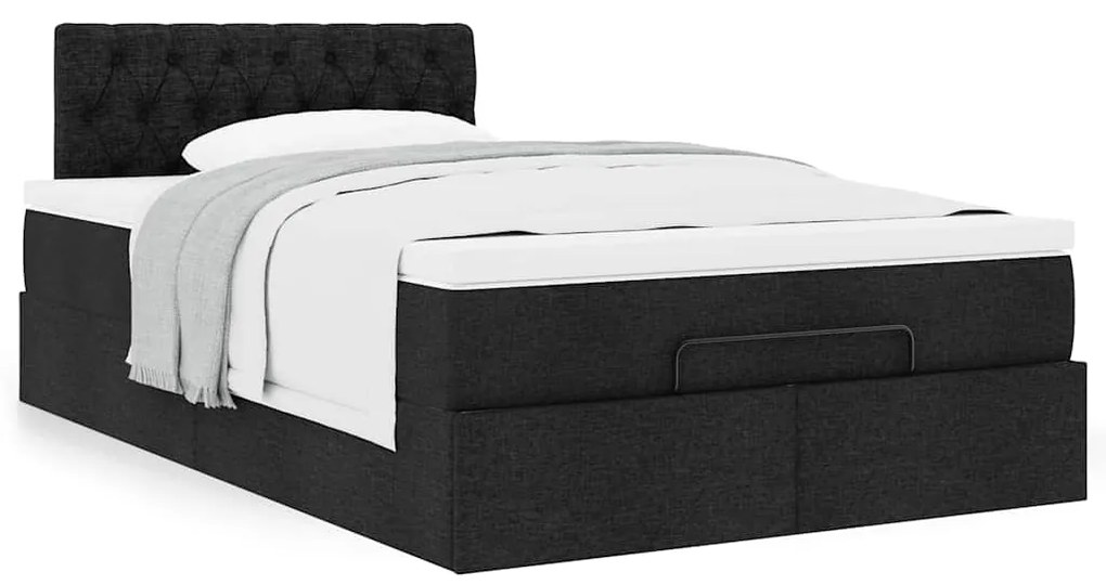 Estrutura de cama otomana com colchão preto 120x190 cm tecido