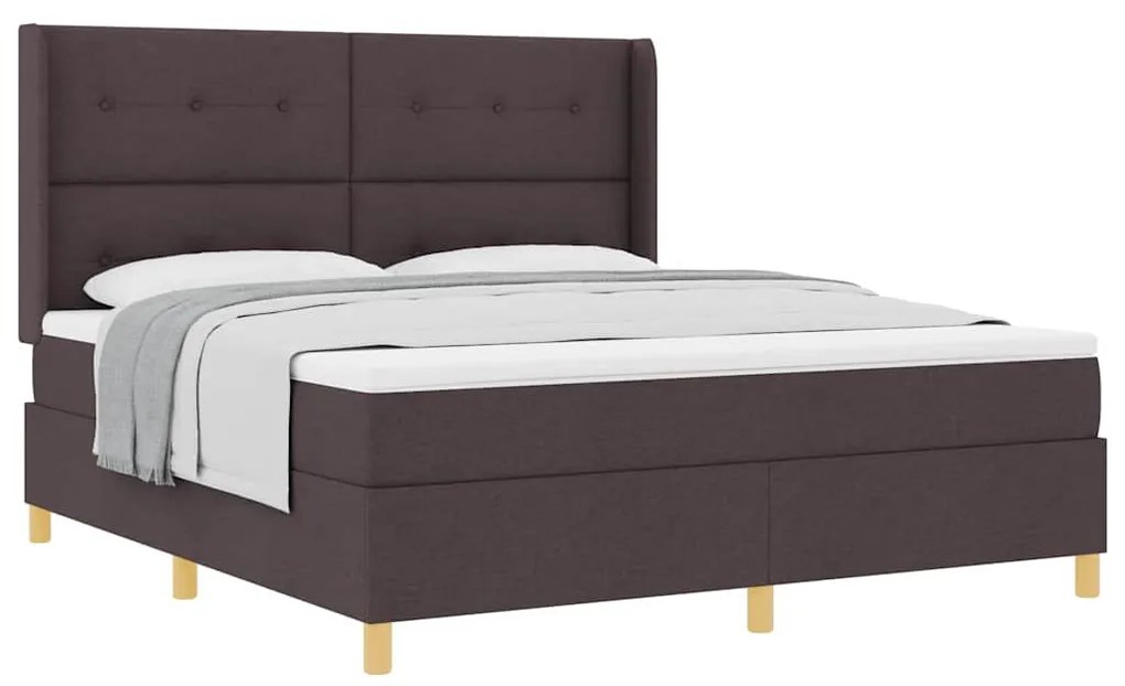 Cama Box com Colchão Marrom Escuro 180x200 cm em Tecido
