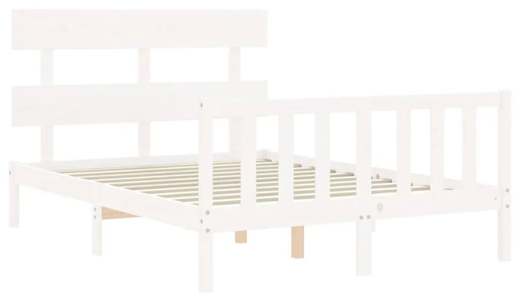 Estrutura de cama com cabeceira 140x190cm madeira maciça branco