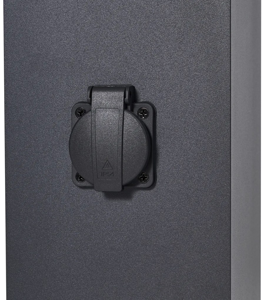 Candeeiro de chão moderno para exterior preto 80cm com tomada IP44 - Charlois