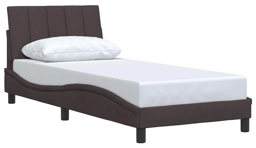 Estrutura de cama sem colchão 90x190 cm tecido castanho-escuro