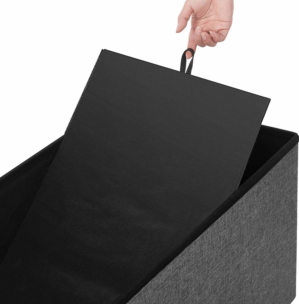 Banco com espaço de arrumação 76 x 38 x 38 cm cinzento escuro