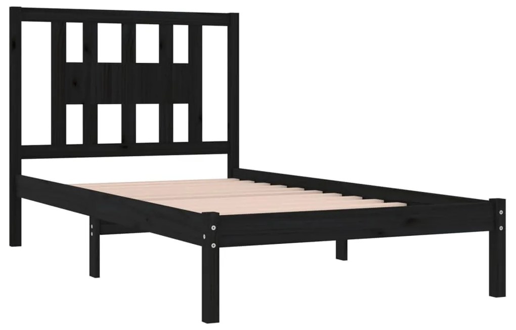 Estrutura de cama 100x200 cm pinho maciço preto