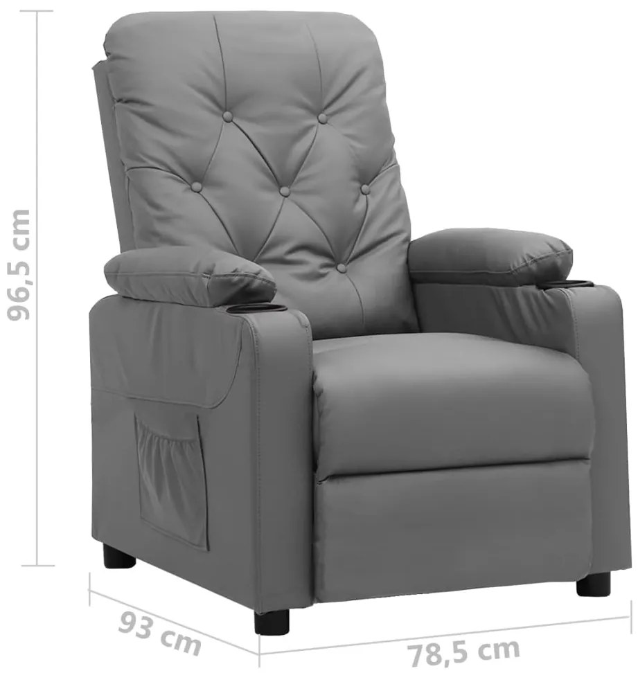 Poltrona reclinável couro artificial cinzento