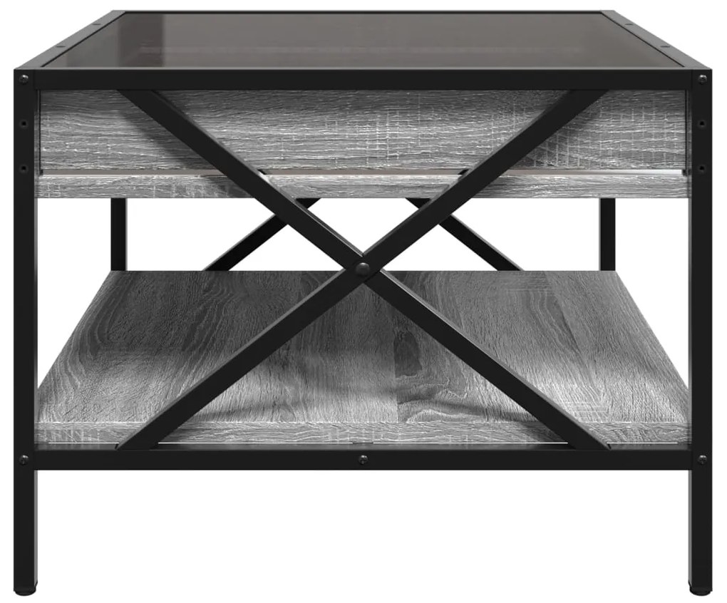 Mesa de centro luzes LED Infinity 50x50x38 cm cinzento sonoma