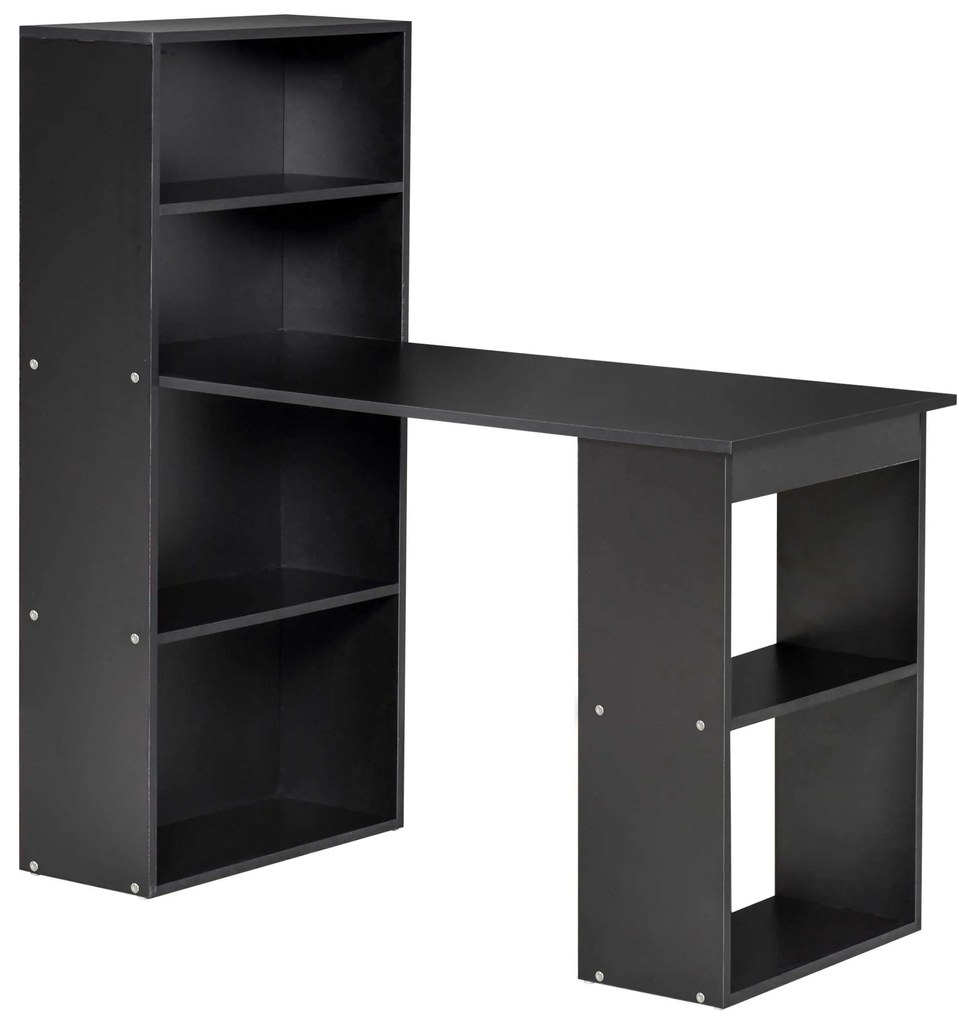 HOMCOM Secretária de Computador Estante de Arrumação Secretária de Canto 120x55x120 cm Estante de Biblioteca Arrumação Multipla Preto | Aosom Portugal