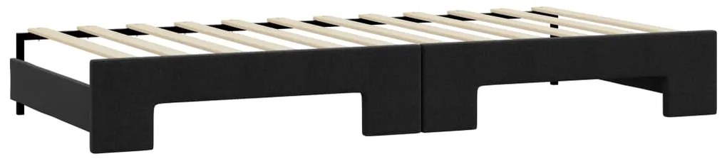 Sofá-cama com gavetão e gavetas 90x200 cm tecido preto