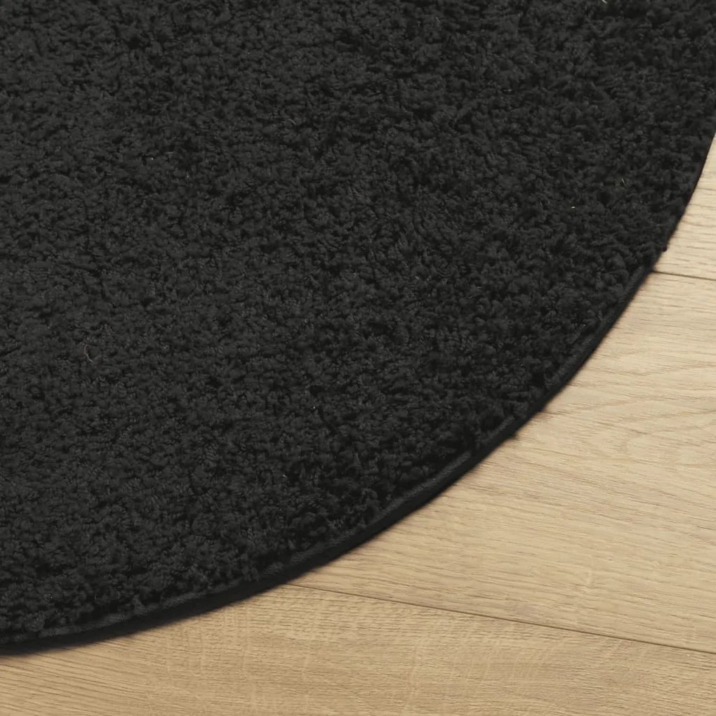 Tapete shaggy de pelo alto PAMPLONA Ø 240 cm preto