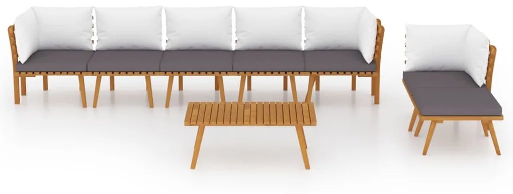 8 pcs conjunto lounge de jardim com almofadões acácia maciça