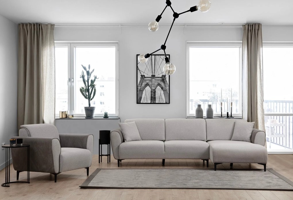 Sofá-Cama de Canto Aren – Cinzento – 150 x 260 cm