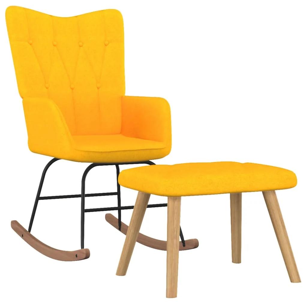 327629 vidaXL Cadeira de baloiço com banco tecido amarelo mostarda