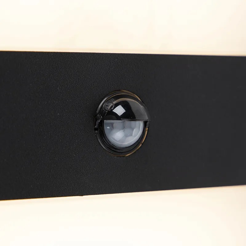 Candeeiro de parede exterior preto IP44 com LED e sensor de movimento - Dualy Moderno