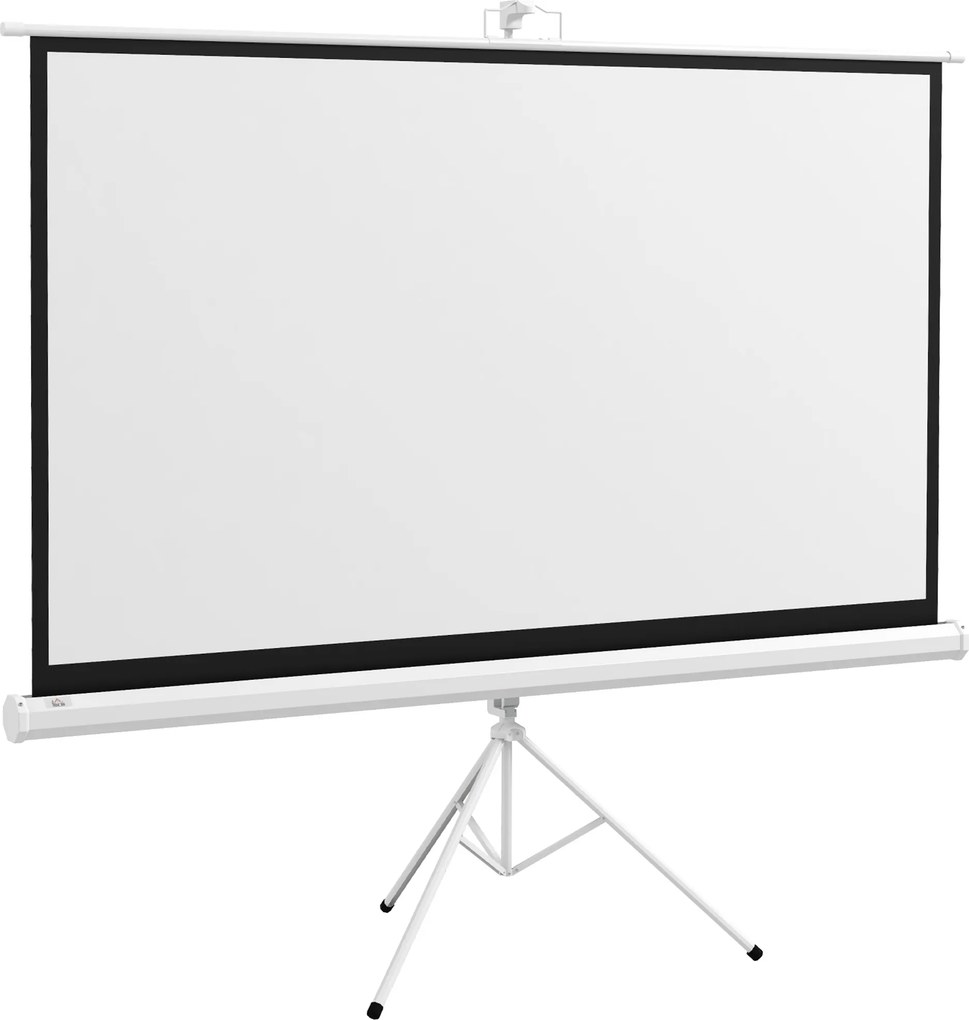 HOMCOM Ecrã de Projeção com Suporte Portátil 100 Polegadas Formato 16:9 Altura Ajustável 221x124 cm Branco | Aosom Portugal