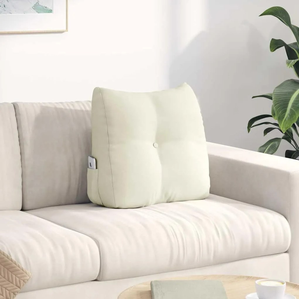 vidaXL Travesseiro para Costas Creme 45 x 24 x 50 cm Veludo