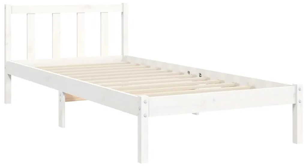 Cama sem colchão 90x200 cm madeira de pinho maciça branco