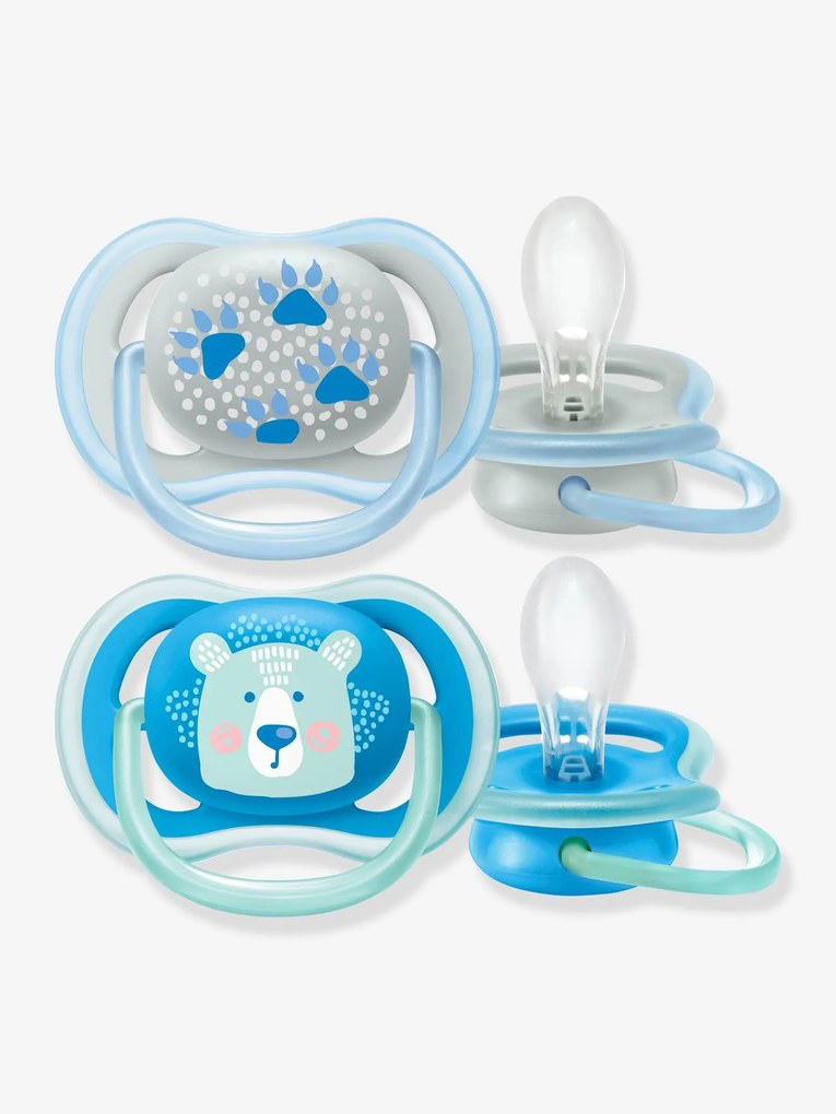 Lote de 2 chupetas Ultra air animals 2ª idade, da Philips AVENT branco vivo liso com motivo