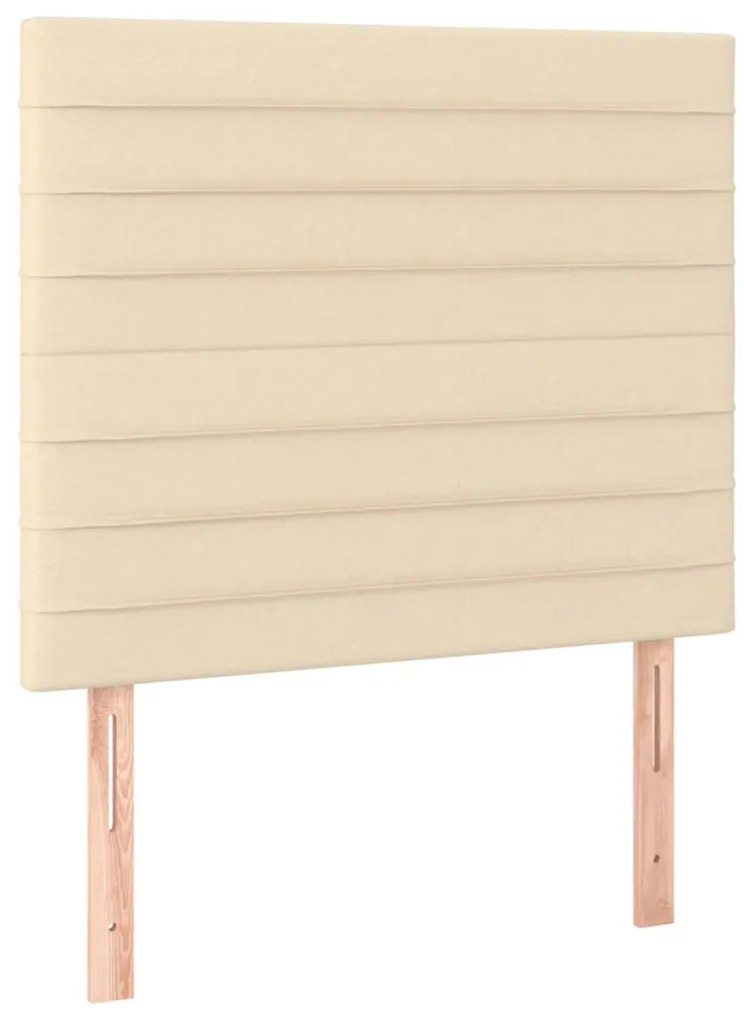 Cama box spring c/ colchão e LED 90x190 cm tecido cor creme