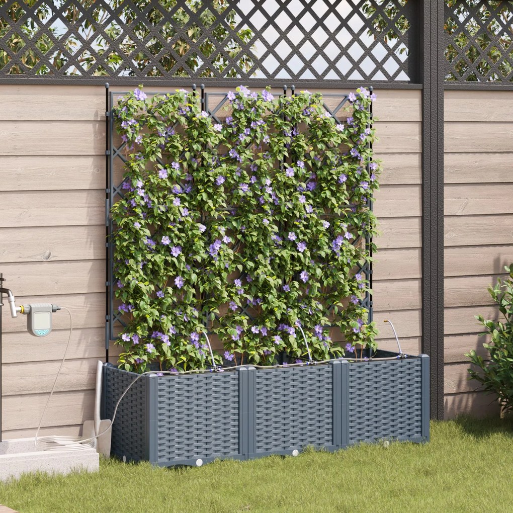 Plantadores de Jardim vidaXL com Sistema de Irrigação por Água 3 pcs C