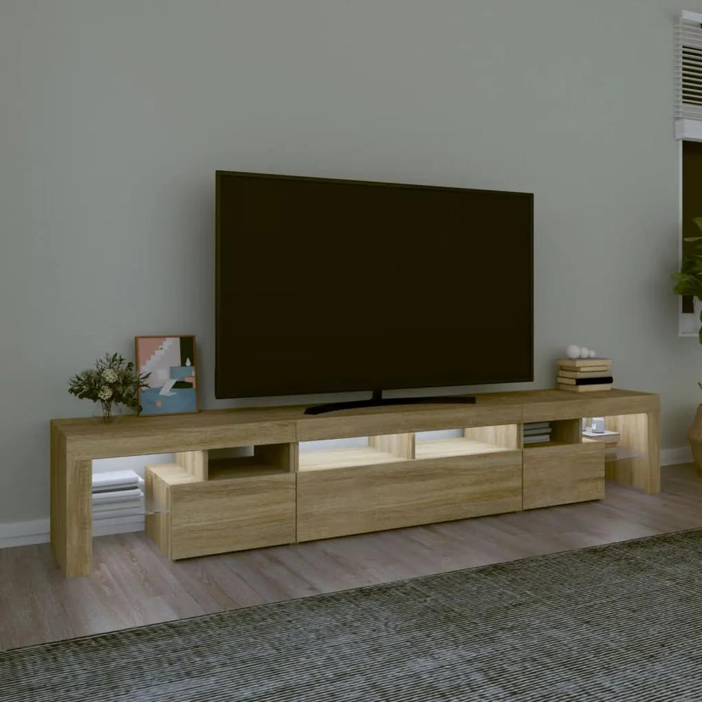 Móvel de TV com luzes LED 230x36,5x40 cm carvalho sonoma