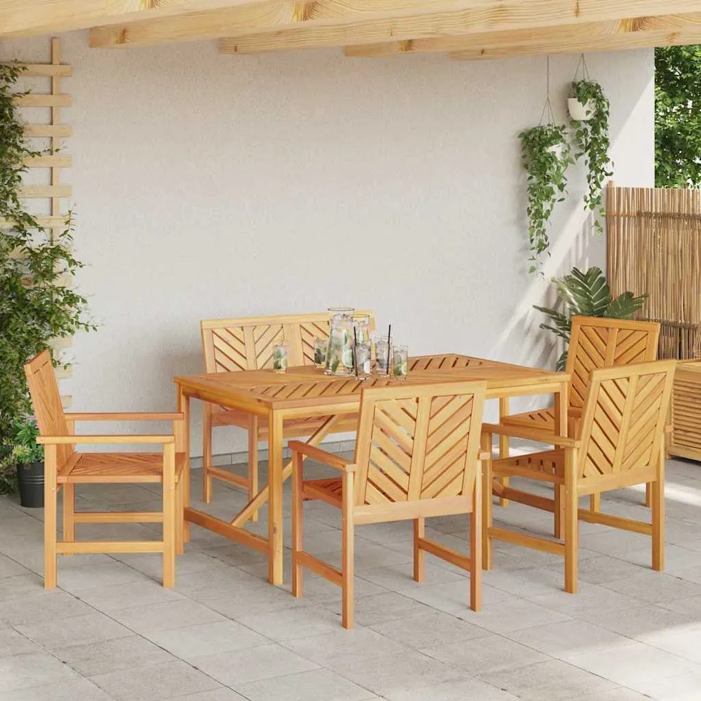Conjunto de Jantar de Jardim de 5 Peças em Madeira Sólida de Acácia