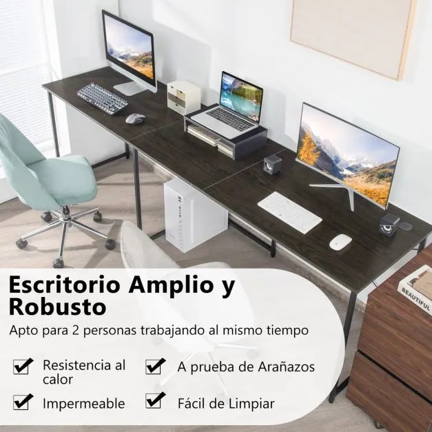 Secretária Mesa de computador em forma de L Mesa de canto reversível com orifícios para cabos para escritório em casa 150 x 150 x 74 cm Castanho escur