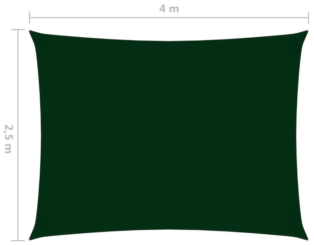 Para-sol vela tecido oxford retangular 2,5x4 m verde-escuro