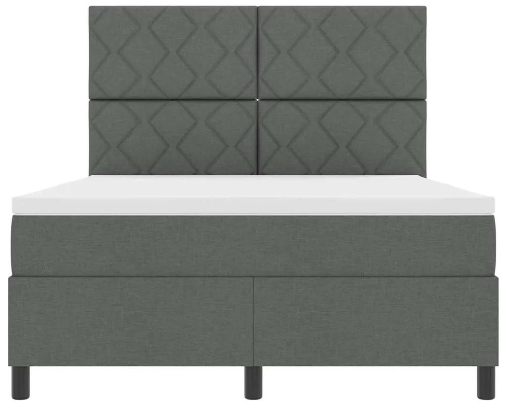 Cama com Estrado e Colchão com Luz LED em Cinza Escuro, 140 x 190 cm,