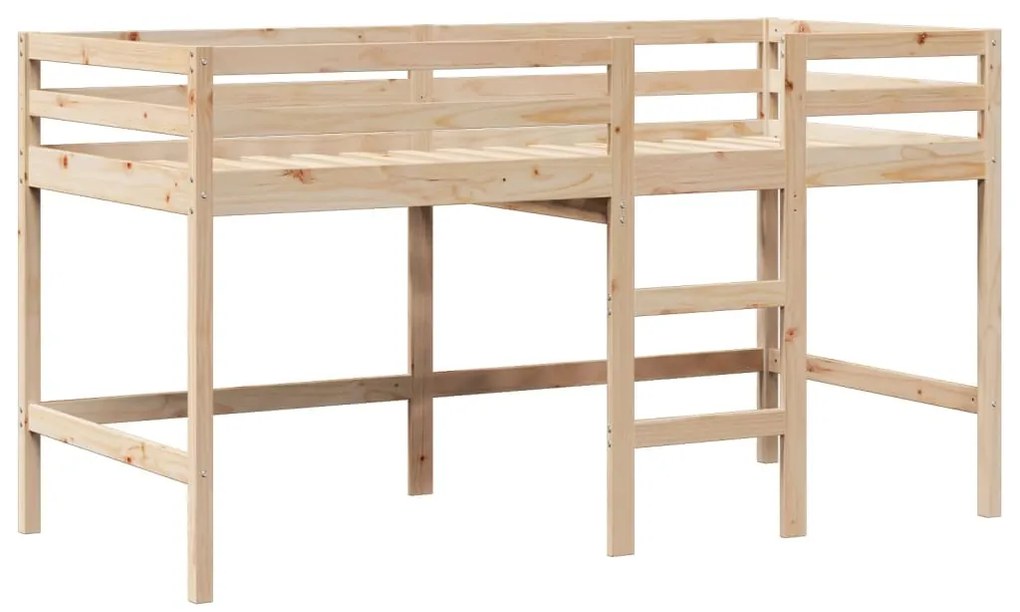 Cama alta c/ escada e telhado 90x190 cm pinho maciço