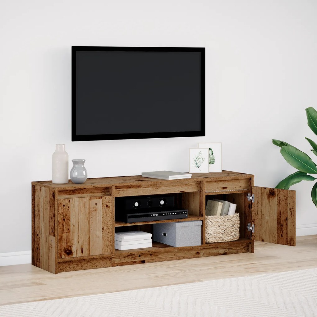 Gabinete para TV com LED Madeira Velha 139.5x34x50 cm Madeira Revestid