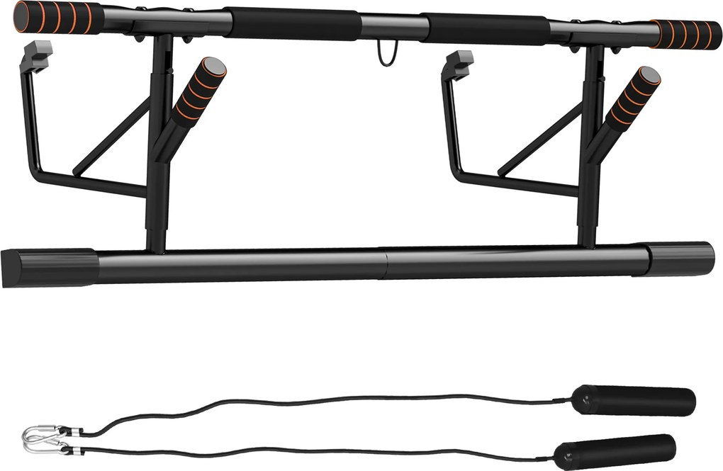Barra de flexões para porta com faixas elásticas e pegas almofadadas 100 x 43 x 27 cm, preta