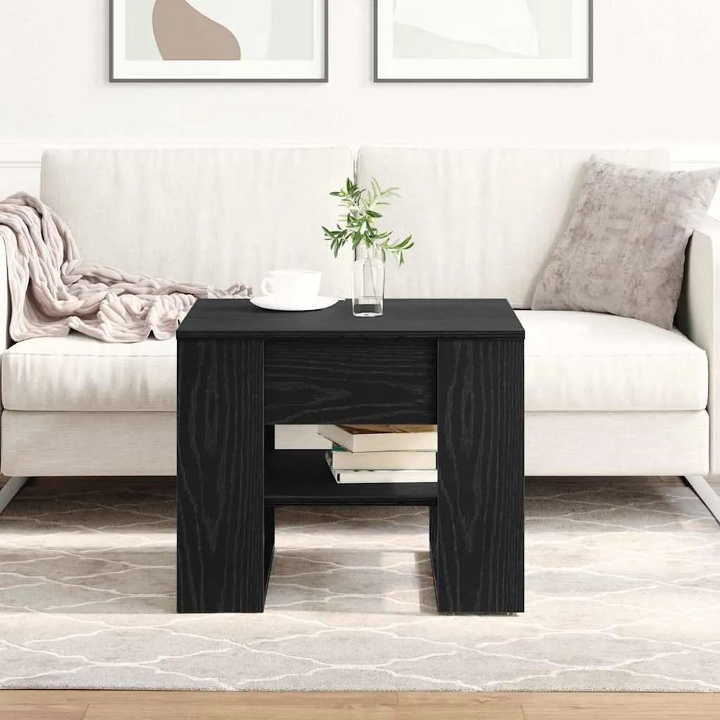 Mesa de Café de Carvalho Preto 55.5x55x45 cm Feita de Madeira Derivada