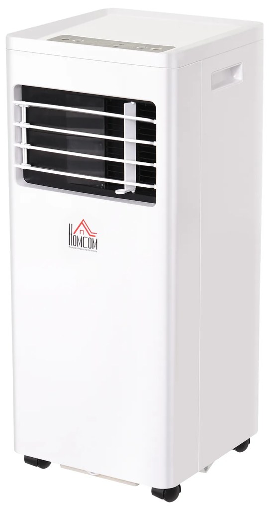 HOMCOM Ar Condicionado Portátil 7000BTU 3 em 1 Refrigerador Desumidificador e Ventoinha com Temporizador LED e Controlo Remoto Silencioso 30,5x32,8x67,8 cm Branco