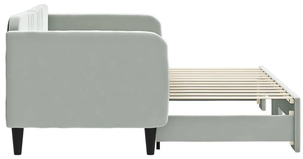 Sofá-cama com gavetão 80x200 cm veludo cinzento-claro