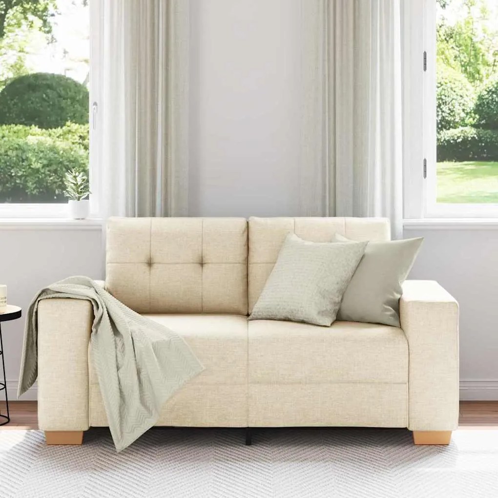 Sofá Loveseat vidaXL Creme 120 cm de Tecido