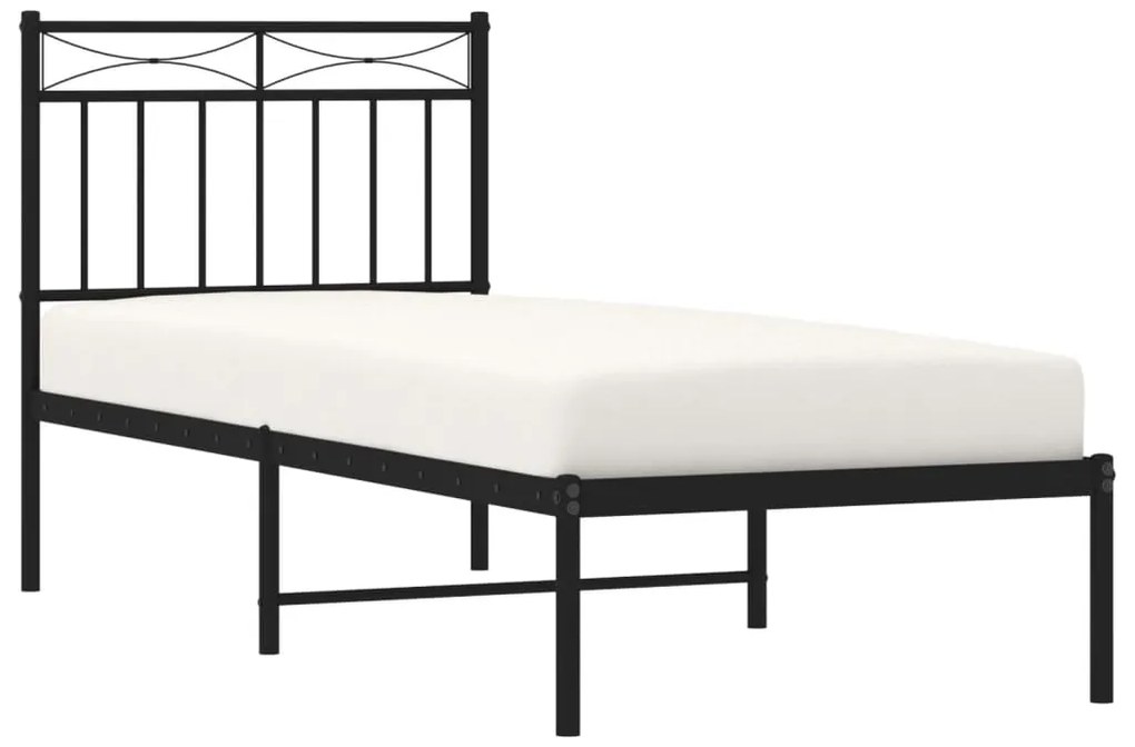 Estrutura de cama com cabeceira 80x200 cm metal preto
