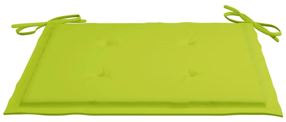Cadeiras jardim c/ almofadões verde brilhante 2 pcs teca maciça