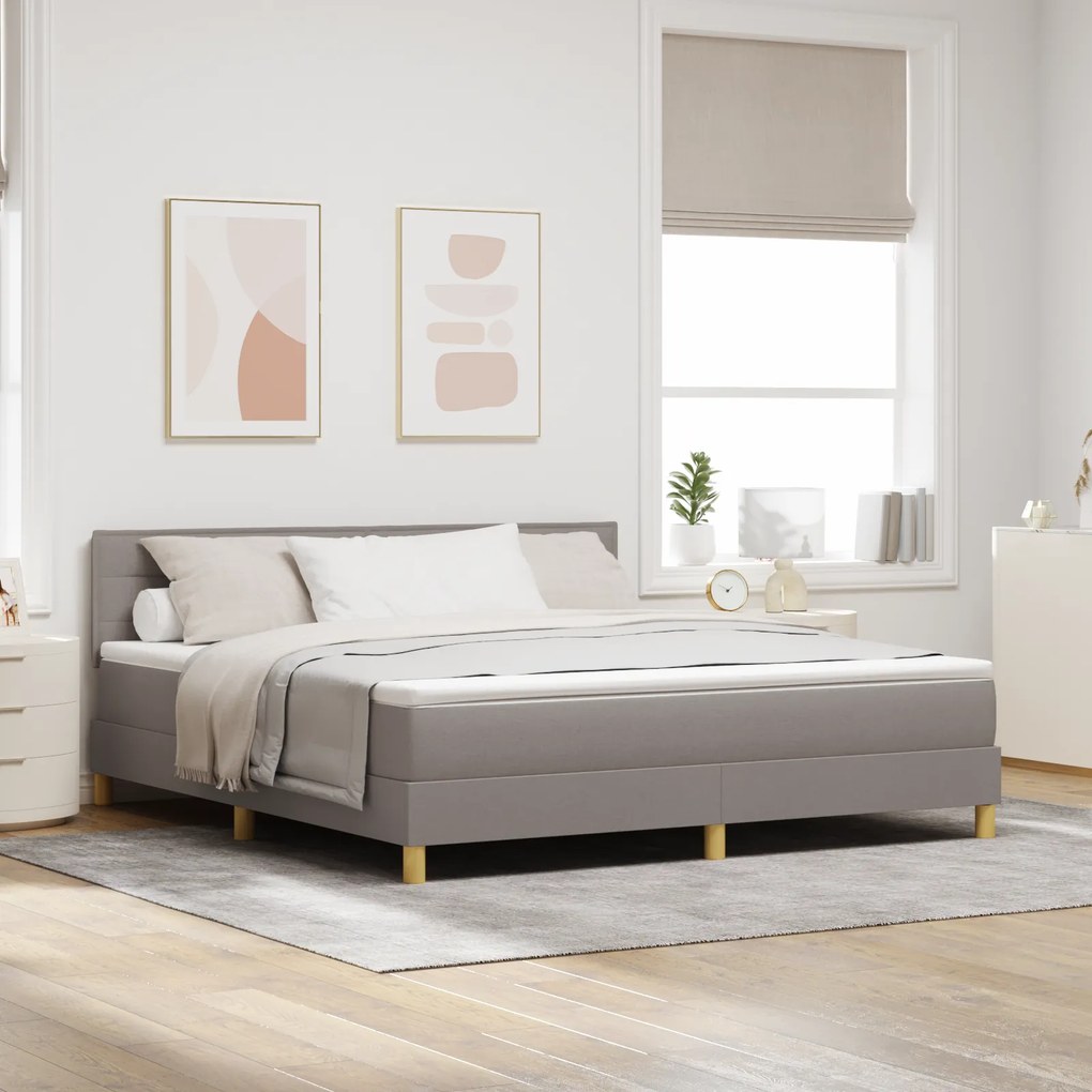 vidaXL Cama Box Spring com Colchão Bege 180x200 cm Tecido