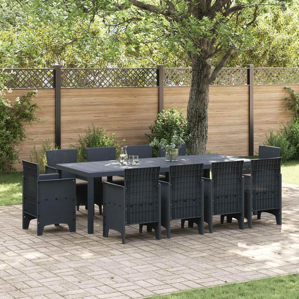 vidaXL Conjunto de Jantar para Jardim 11 pcs Antracite Polipropileno