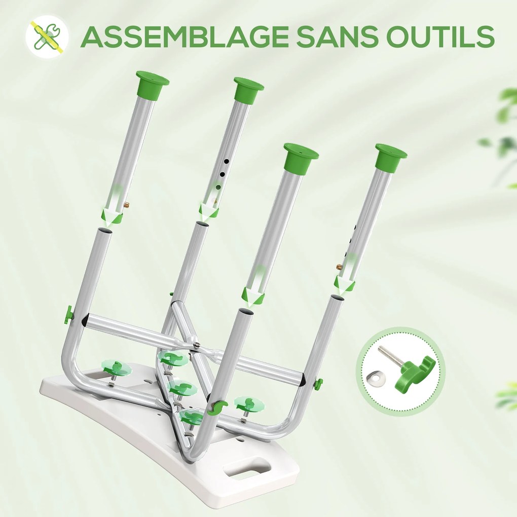 Banco de duche 42,5 L x 27 P x 44-51,5 A cm assento almofadado e ajustável, pés com ventosas antiderrapantes, em alumínio verde
