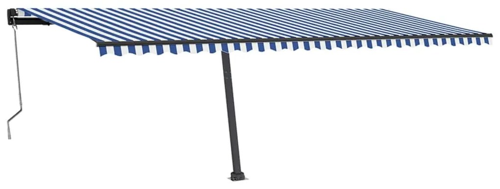 Toldo autom. c/ LED e sensor de vento 600x350 cm azul/branco