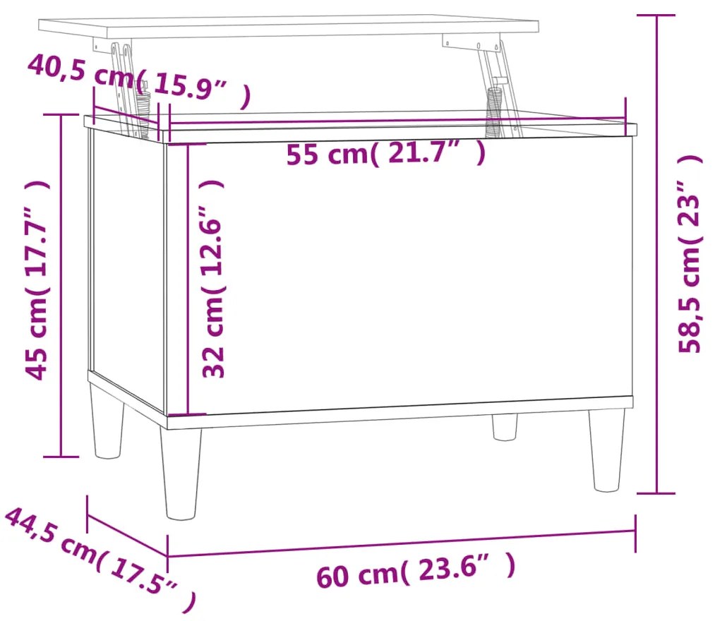 Mesa de centro 60x44,5x45 cm derivados de madeira cinza sonoma