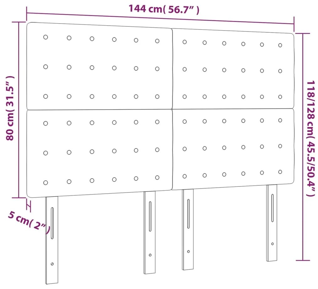 Cabeceira de cama 4 pcs couro artificial 72x5x78/88 cm cinzento