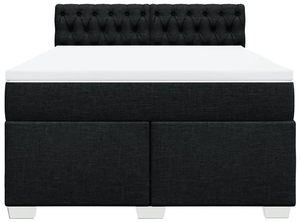 Cama com molas/colchão 160x200 cm tecido preto